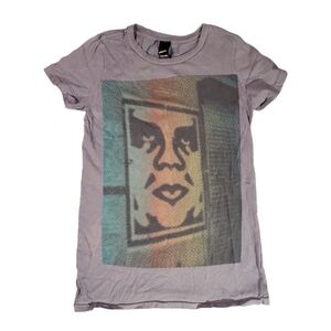 Obey Women's Gray‎ Bold Icon Fiend Face T-shirt Medium